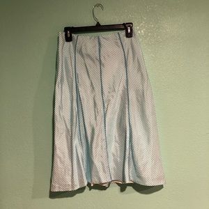 David’s Bridal White and Blue Stripe Skirt